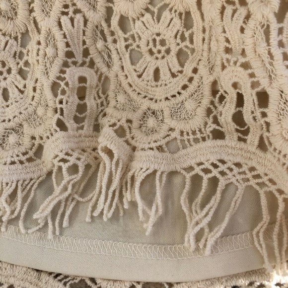 Astr  Ivory Crochet Lace Fringe Straight Skirt - Picture 6 of 6